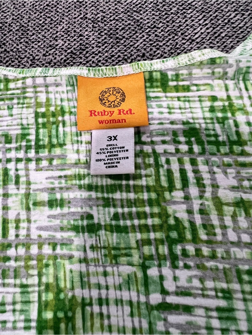 Ruby Rd. Green & White Patterned Short-Sleeve Top - Picture 2 of 2
